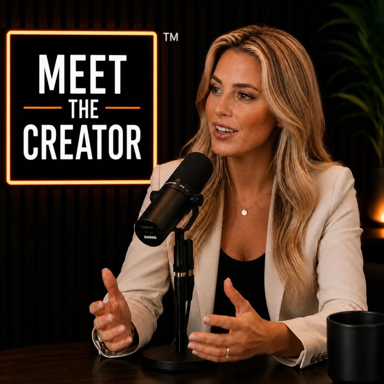 Riley Soto, host of Meet The Creator, in the podcast studio